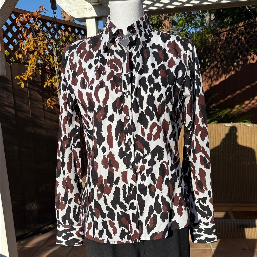 Foxcroft Black and Brown Animal Print Shirt